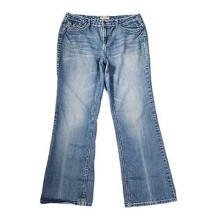 Earl Jeans Bootcut Embroidered Flap Pockets Rhinestone Light Wash Womens 14